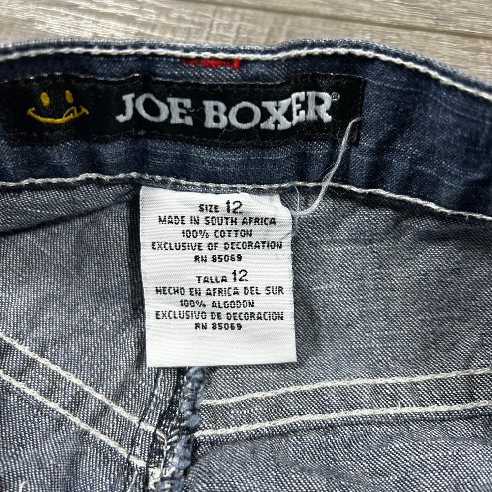 Joe Boxer Boys Denim Cargo Shorts Size 12 Blue Embroidered Pockets - Picture 6 of 7